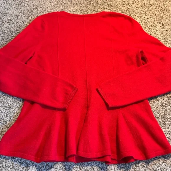 ANTONIO MELANI Cashmere Red Crew Neck Peplum Sweater - L - Picture 2 of 6